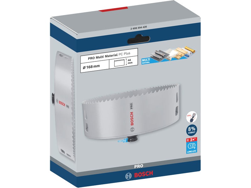 Žaga za izrezovanje lukenj PRO Multi Material PC Plus, 168 mm, 2608594420